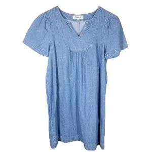 Madewell Newsom Popover Denim Dress XS Chambray Relaxed